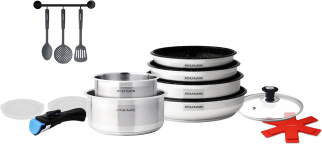 batterie-de-cuisine-arthur-martin-15-pieces-am1526cr
