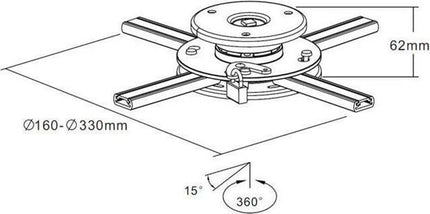 support-videoprojecteur-kimex-plafond-hauteur-6-cm-fixation-16-33-cm