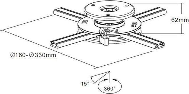 support-videoprojecteur-kimex-plafond-hauteur-6-cm-fixation-16-33-cm