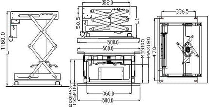 support-videoprojecteur-kimex-motorise-encastrable-hauteur-100-cm