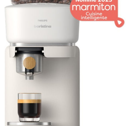 machine-a-expresso-philips-baristina-bar302-20-cafetiere-a-grain-blanche-porte-filtre-bois-de-hetre