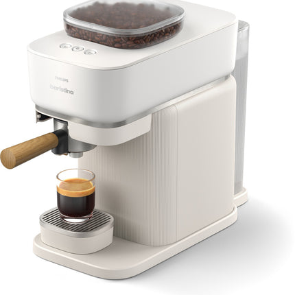 machine-a-expresso-philips-baristina-bar302-20-cafetiere-a-grain-blanche-porte-filtre-bois-de-hetre