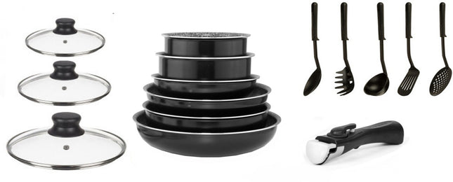 batterie-de-cuisine-arthur-martin-15-pieces-noir-am311b