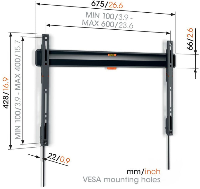 support-mural-tv-vogels-comfort-tvm-3608-40-100