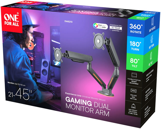 support-ecran-pc-one-for-all-2-ecrans-21-45-noir-rgb-inclinable
