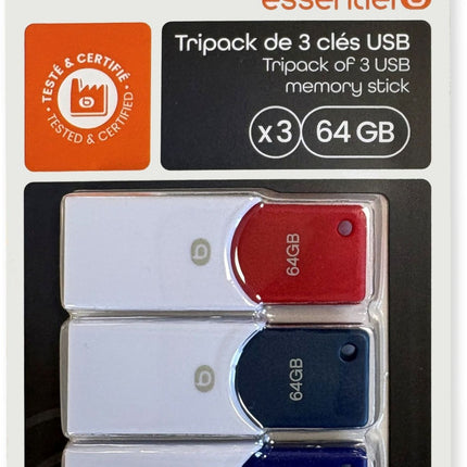 cle-usb-essentielb-essentiel-b-cle-usb-tripack-x-3-64go
