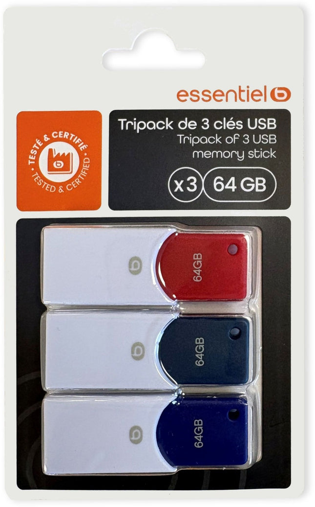 cle-usb-essentielb-essentiel-b-cle-usb-tripack-x-3-64go
