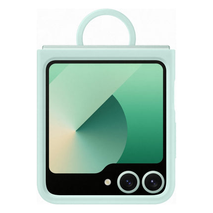 coque-samsung-z-flip6-silicone-vert-deau-avec-anneau