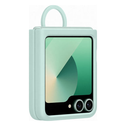 coque-samsung-z-flip6-silicone-vert-deau-avec-anneau
