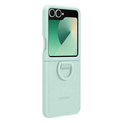 coque-samsung-z-flip6-silicone-vert-deau-avec-anneau