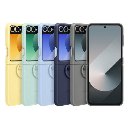 coque-samsung-z-flip6-silicone-vert-deau-avec-anneau
