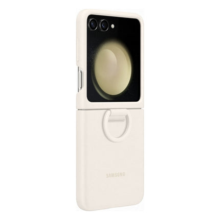 coque-samsung-z-flip-5-avec-anneau-sillicone-creme