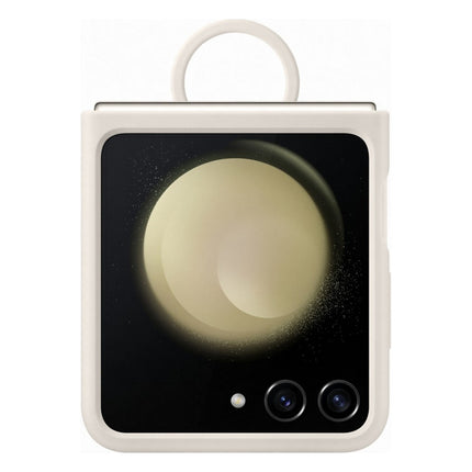 coque-samsung-z-flip-5-avec-anneau-sillicone-creme
