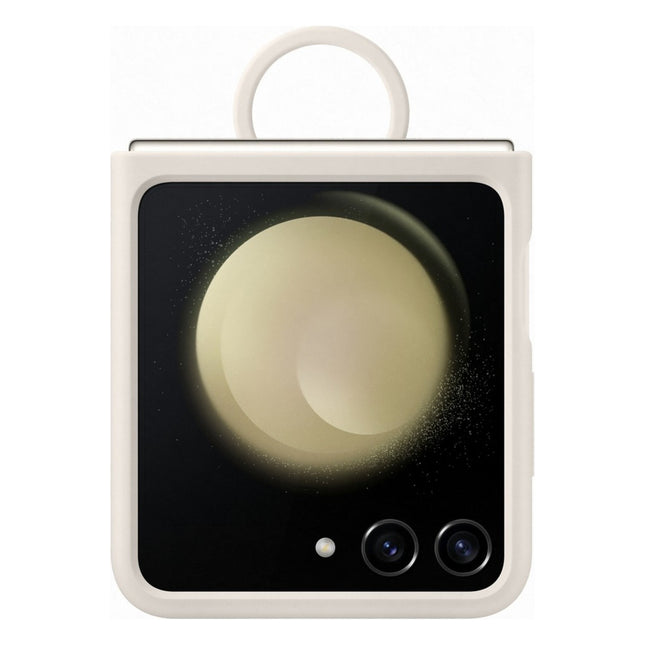 coque-samsung-z-flip-5-avec-anneau-sillicone-creme