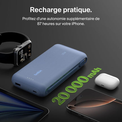 batterie-externe-belkin-20000-mah-avec-cable-usb-c-integre-bleu