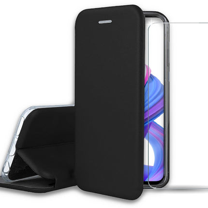 pack-ibroz-honor-9x-etui-cuir-noir-verre-trempe