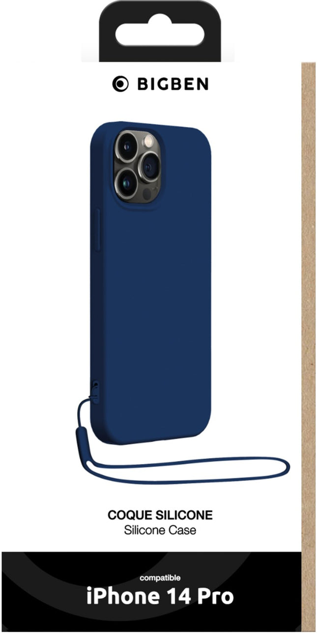 coque-bigben-connected-iphone-14pro-silicone-dragonne-bleu