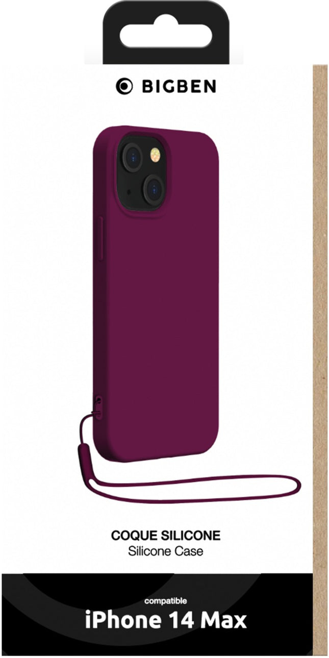 coque-bigben-connected-iphone-14plus-silicone-dragonne-violet