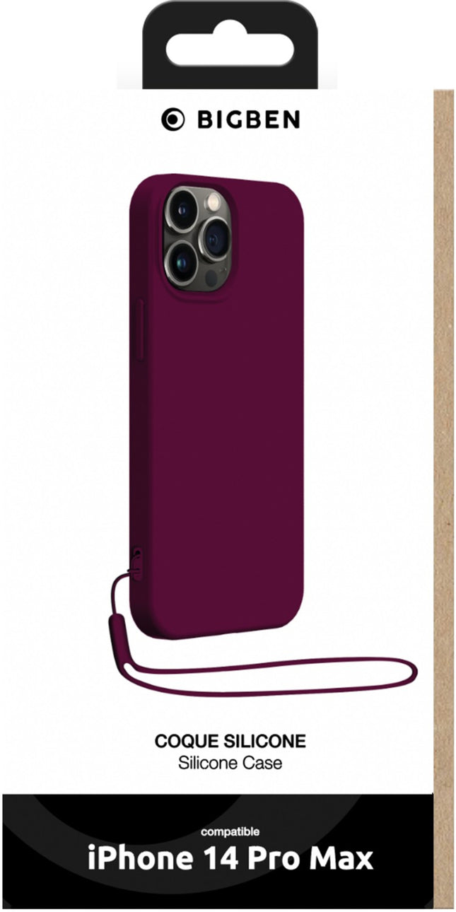 coque-bigben-connected-iphone-14promax-silicone-dragonne-violet